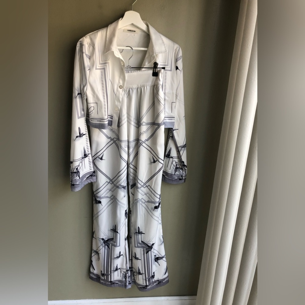 Maniere De Voir Womens Bird Resort 2pc Long Sleeve Shirt and Pants Set Size: 2